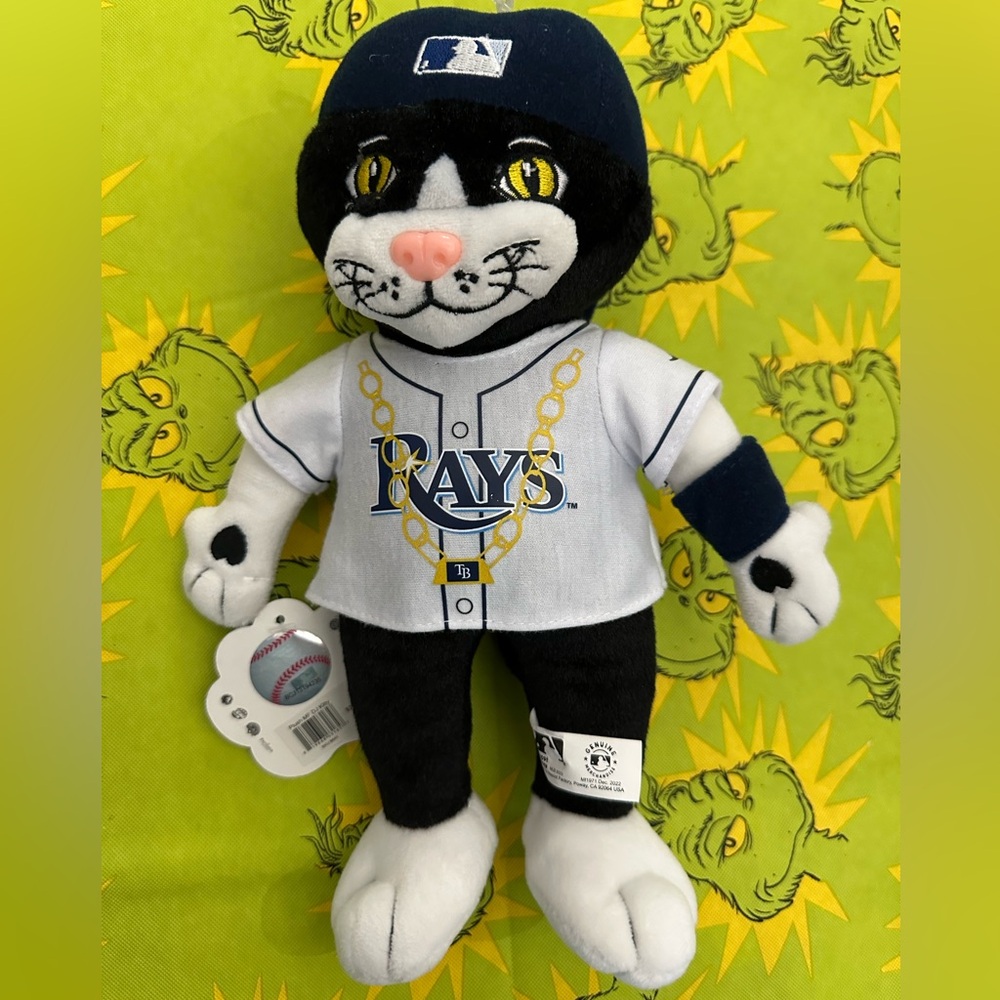 Rays Baseball Cat Plush Toy - Black and White